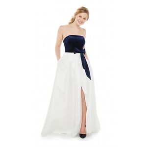 New! Speechless Evening Formal Floor Length Velvet Off White Satin Gown Dress